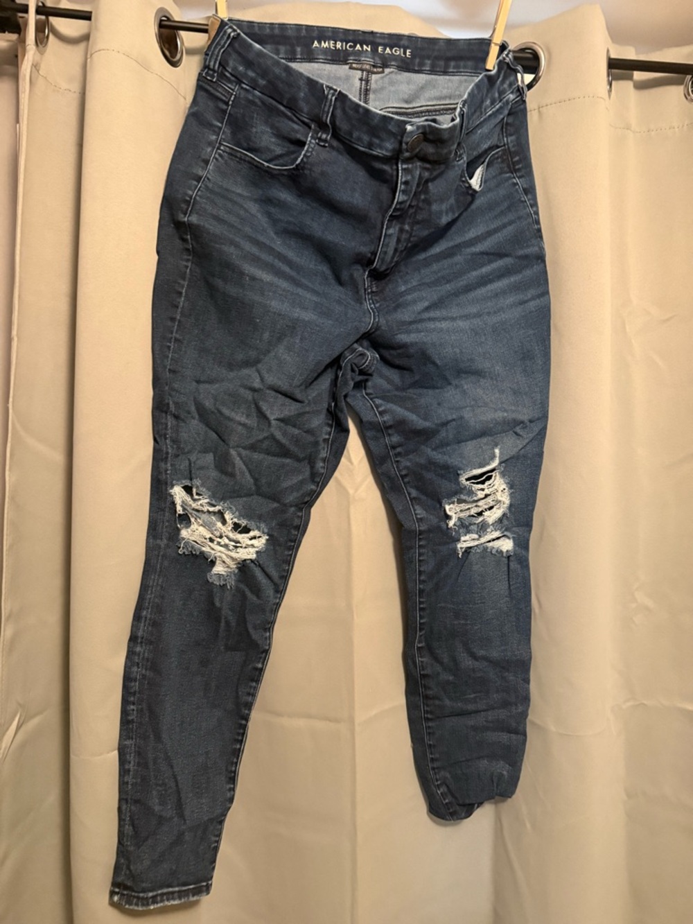 American Eagle Outfitters Dark Blue Distressed Skinny Jeans Next Level Size 18